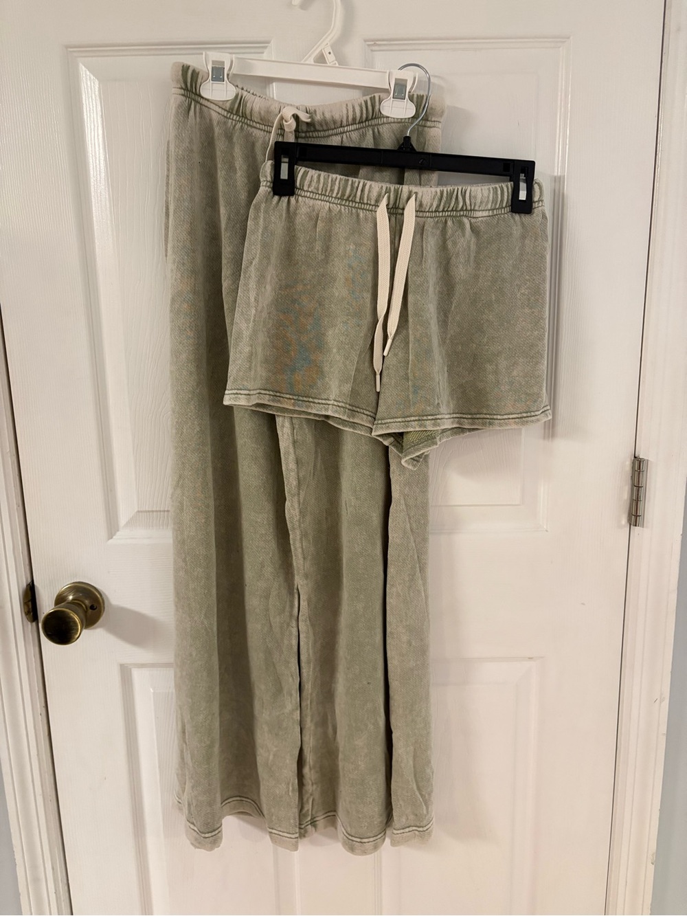 NEW aerie sage green terry jogger pants and shorts set